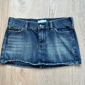 Hollister Denim Mini Skirt Blue Wash Distressed Pockets Size 3 Low Rise